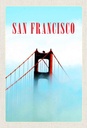 Holzschild 30x20 cm San Francisco Brücke Himmel blau Bildmotiv Reisemotiv Abenteuer Reisen