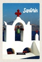 Holzschild 30x20 cm Santorini Greece Meer weiß blau Bildmotiv Reisemotiv Abenteuer Reisen
