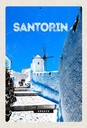 Holzschild 30x20 cm Santorini Griechenland weiße Treppen Bildmotiv Reisemotiv Abenteuer Reisen