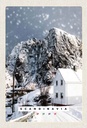 Holzschild 30x20 cm Skandinawien Schnee Winter Berg Haus Bildmotiv Reisemotiv Abenteuer Reisen