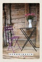 Holzschild 30x20 cm Skandinawien Terasse Stuhl Tisch Blume Bildmotiv Reisemotiv Abenteuer Reisen