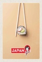 Holzschild 30x20 cm Japan Asien Sushi Fisch Gurke Stäbchen Bildmotiv Reisemotiv Abenteuer Reisen