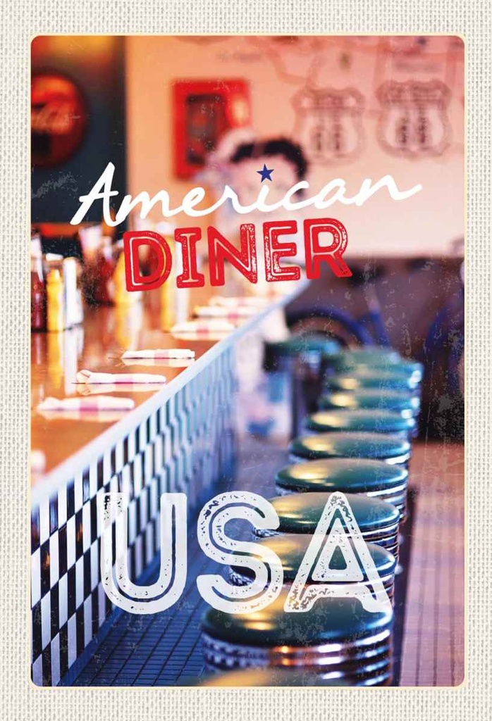 Holzschild 30x20 cm Amerika USA Diner Restaurant Bildmotiv Reisemotiv
