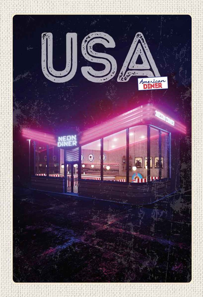 Holzschild 30x20 cm Amerika Diner Restaurant Fast Food Bildmotiv Reisemotiv USA