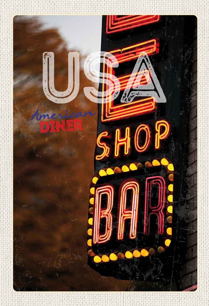 Holzschild 30x20 cm Amerika USA Bar Shop Diner feiern Bildmotiv Reisemotiv