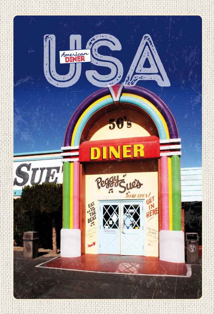Holzschild 30x20 cm Amerika USA Peggy Sues Restaurant Bildmotiv Reisemotiv