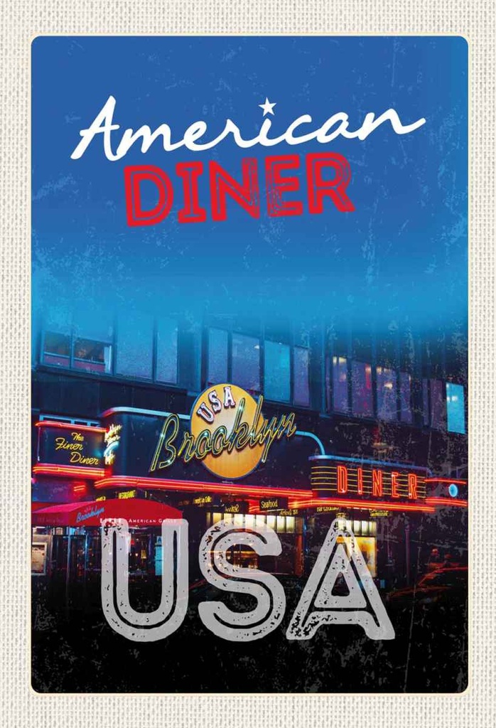 Holzschild 30x20 cm USA Broklyn Restaurant Diner Essen Bildmotiv Reisemotiv Abenteuer Reisen