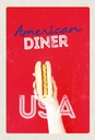 Holzschild 30x20 cm Amerika USA Hot Dog Fast Food Gericht Bildmotiv Reisemotiv