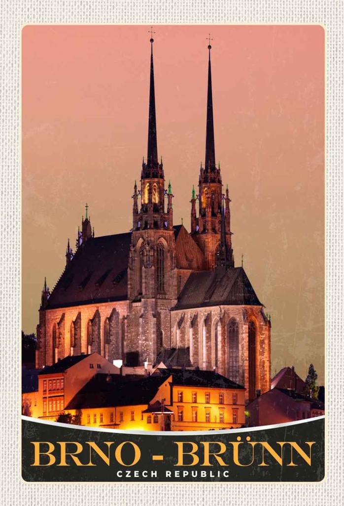 Holzschild 30x20 cm Brno-Brünn Tschechien Sehenswürdigkeit Bildmotiv Reisemotiv Abenteuer Reisen