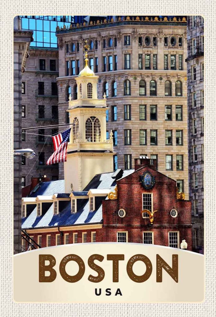 Holzschild 30x20 cm Amerika USA Boston Architektur Bildmotiv Reisemotiv