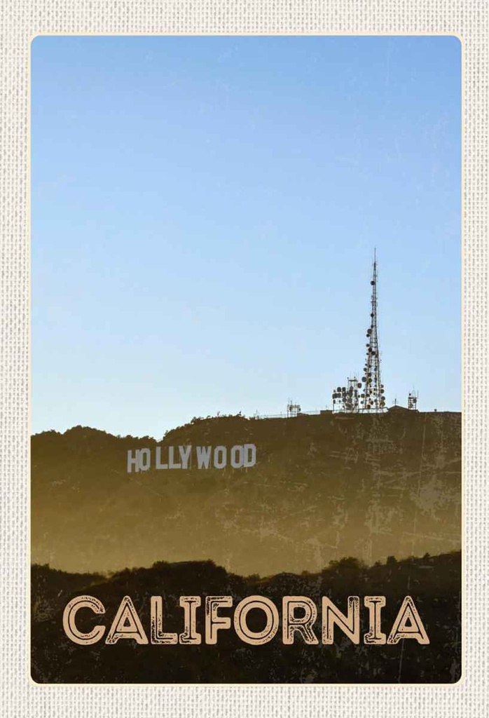 Holzschild 30x20 cm California Amerika Hollywood Star Bildmotiv Reisemotiv Abenteuer Reisen