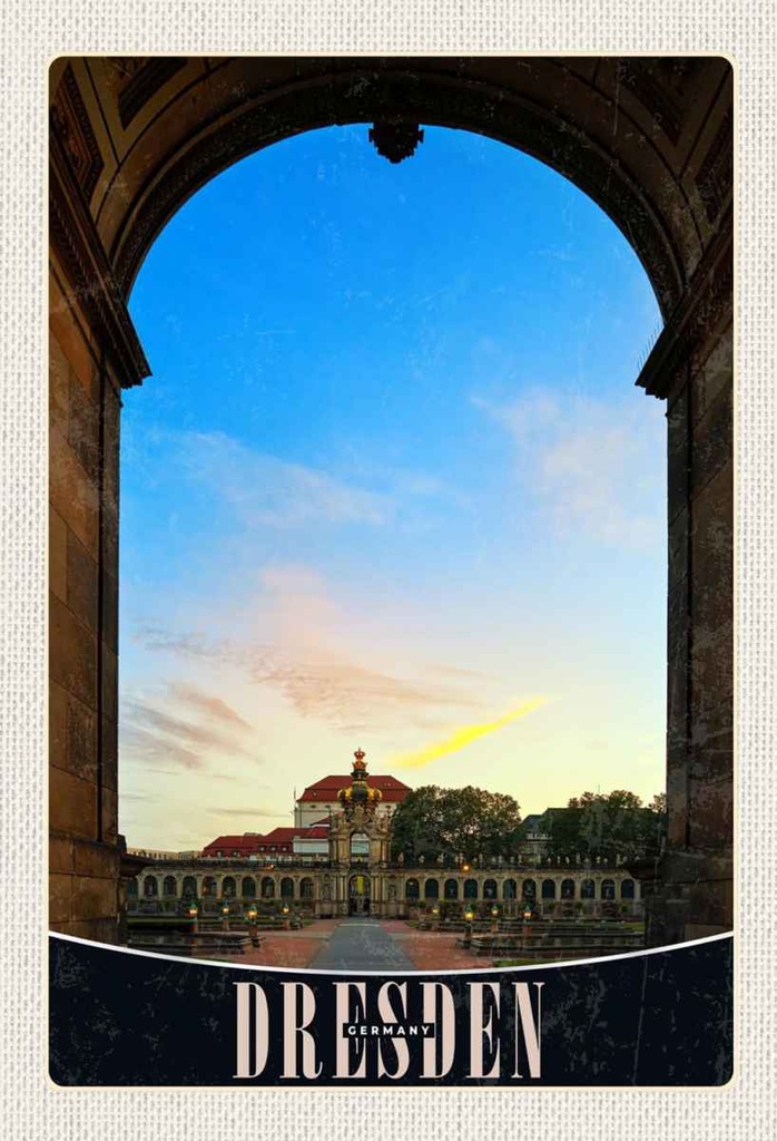 Holzschild 30x20 cm Dresden Schloss Vorgarten Mittelalter Bildmotiv Reisemotiv Abenteuer Reisen