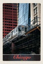 Holzschild 30x20 cm Chicago USA Amerika Bahn Hochaus Bildmotiv Reisemotiv Abenteuer Reisen