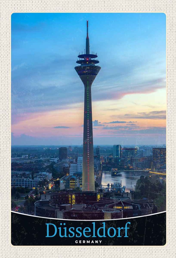 Holzschild 30x20 cm Düsseldorf Fernseherturm Ausblick Trip Bildmotiv Reisemotiv Abenteuer Reisen