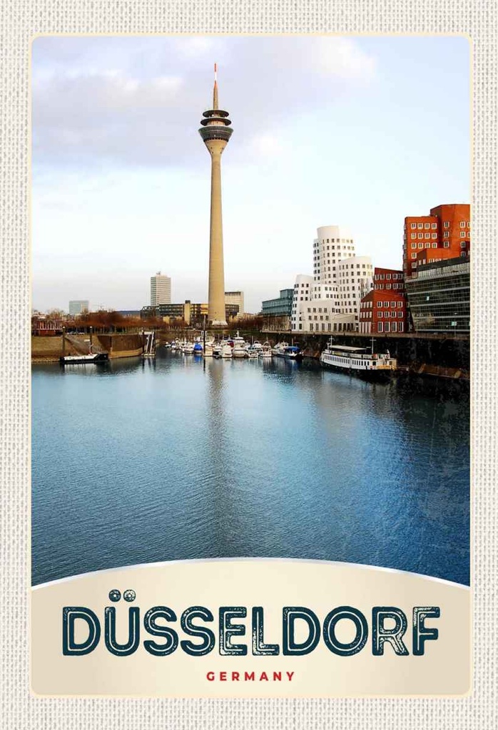 Holzschild 30x20 cm Deutschland Düsseldorf Fernseherturm Bildmotiv Reisemotiv Abenteuer Reisen
