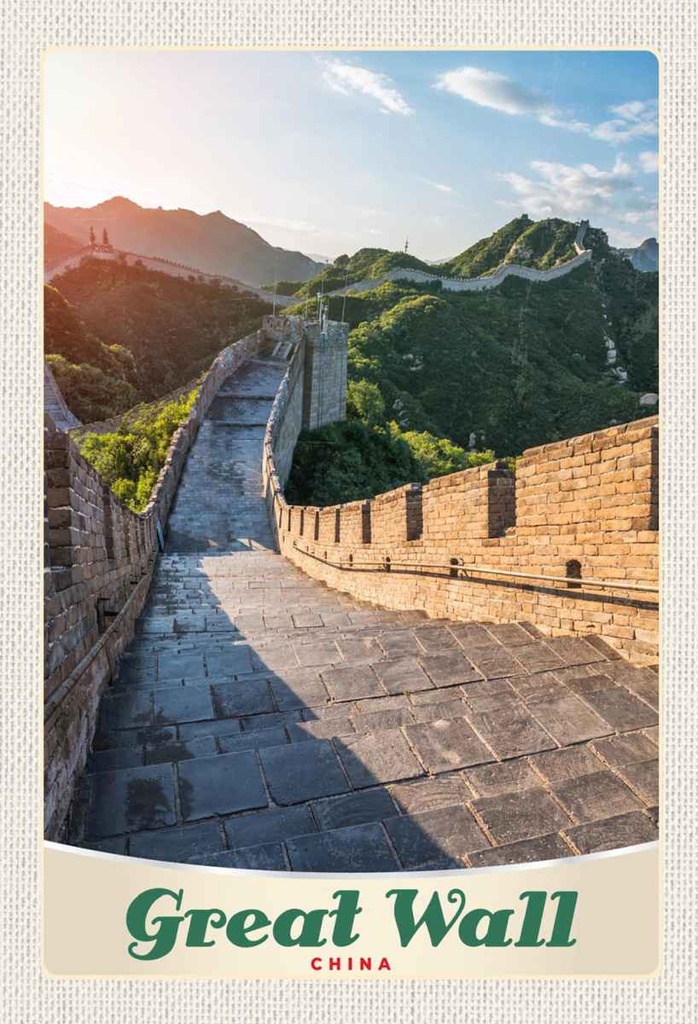 Holzschild 30x20 cm China Chinesische Mauer 500 m hoch Bildmotiv Reisemotiv Abenteuer Reisen