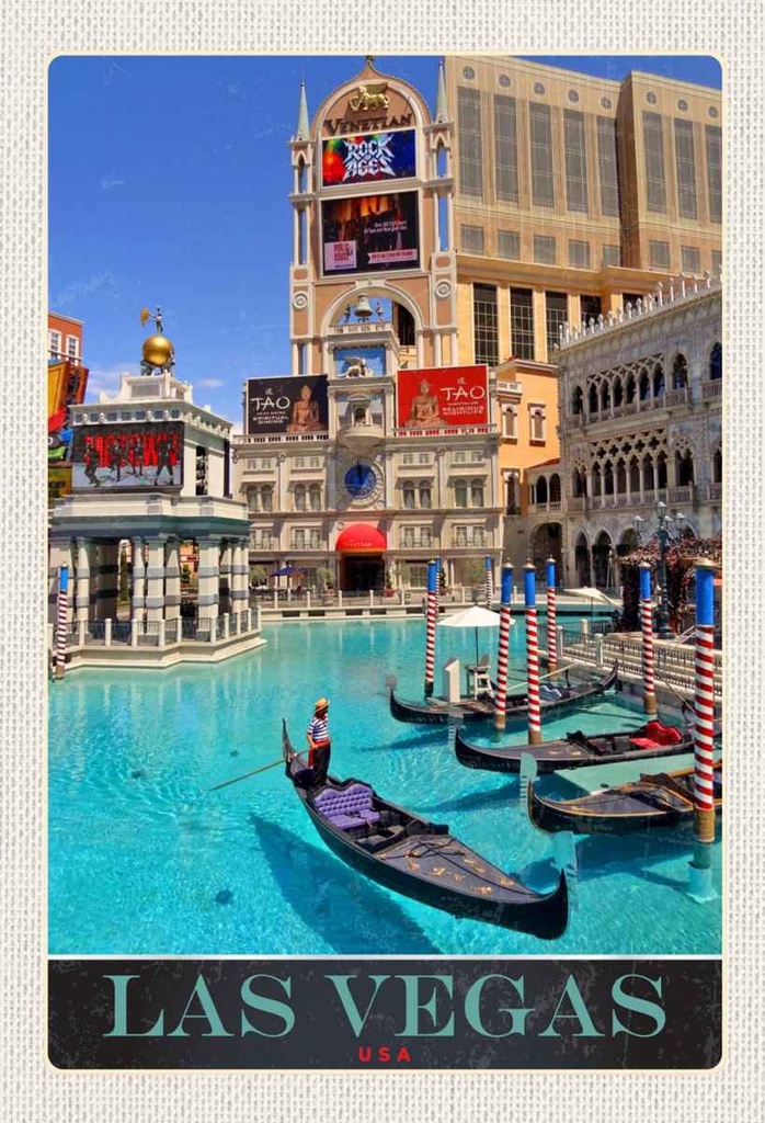 Holzschild 30x20 cm Las Vegas Bootstour USA Casino Amerika Bildmotiv Reisemotiv Abenteuer Reisen