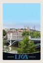 Holzschild 30x20 cm Lyon Brücke Frankreich Fluss Schloss