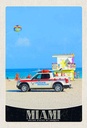Holzschild 30x20 cm Miami USA Amerika Ozeanrettung Wagen Bildmotiv Reisemotiv Abenteuer Reisen