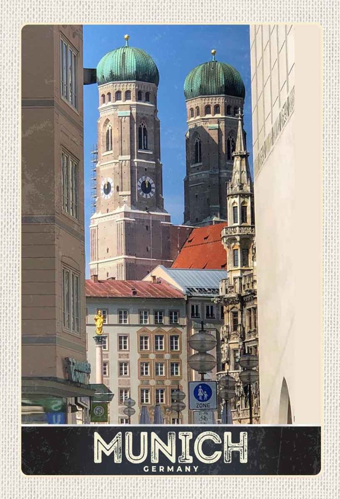 Holzschild 30x20 cm München Stadt Mittelalter Architektur Bildmotiv Reisemotiv Abenteuer Reisen