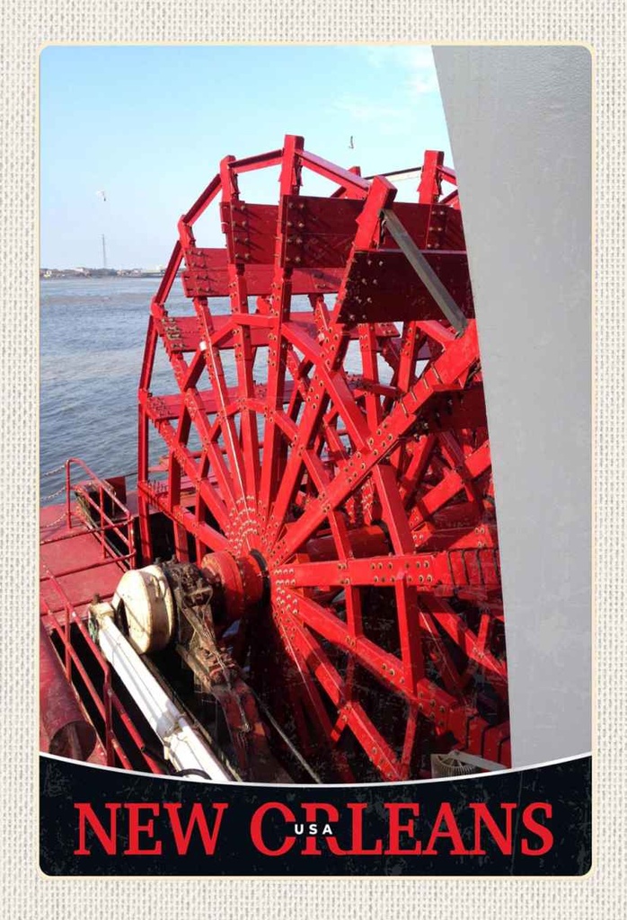 Holzschild 30x20 cm New Orleans Amerika USA Steambot Bildmotiv Reisemotiv Abenteuer Reisen