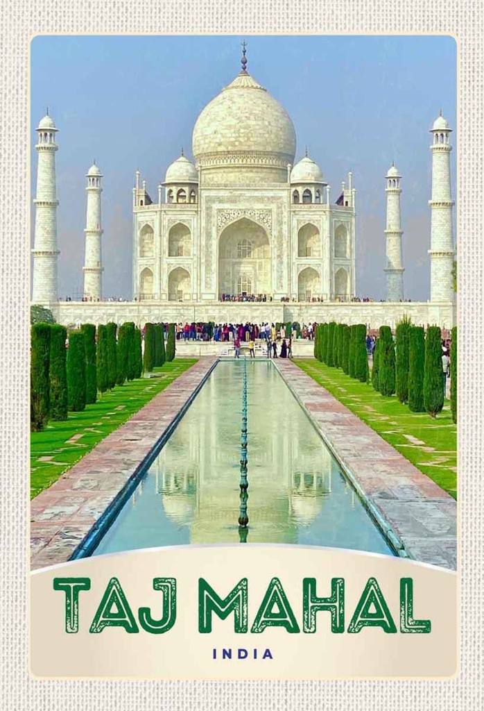 Holzschild 30x20 cm Taj Mahal Agra Moschee Islam Muslime Bildmotiv Reisemotiv Abenteuer Reisen