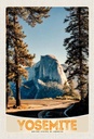 Holzschild 30x20 cm Yosemite Amerika Natur Bäume Gebirge Bildmotiv Reisemotiv Abenteuer Reisen