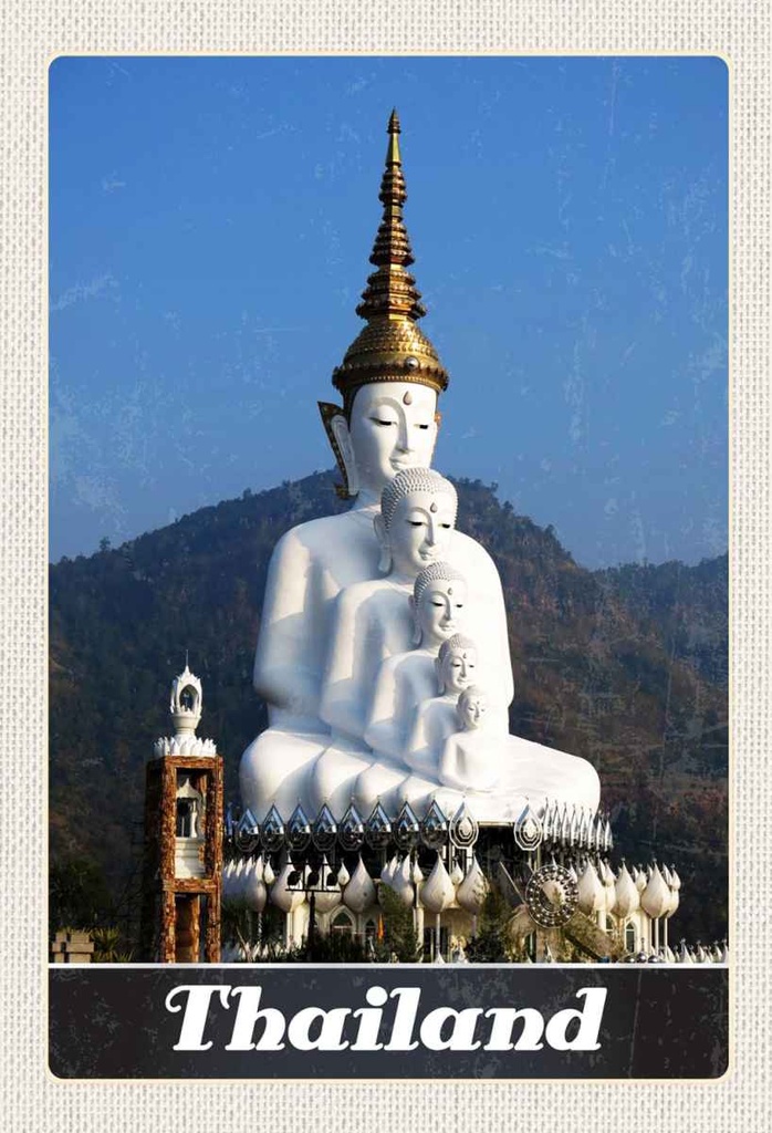 Holzschild 30x20 cm Thailand Natur Wald Tempel Gott Bildmotiv Reisemotiv Abenteuer Reisen
