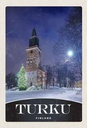 Holzschild 30x20 cm Turku Finnland Kirche Schnee Winter Bildmotiv Reisemotiv Abenteuer Reisen