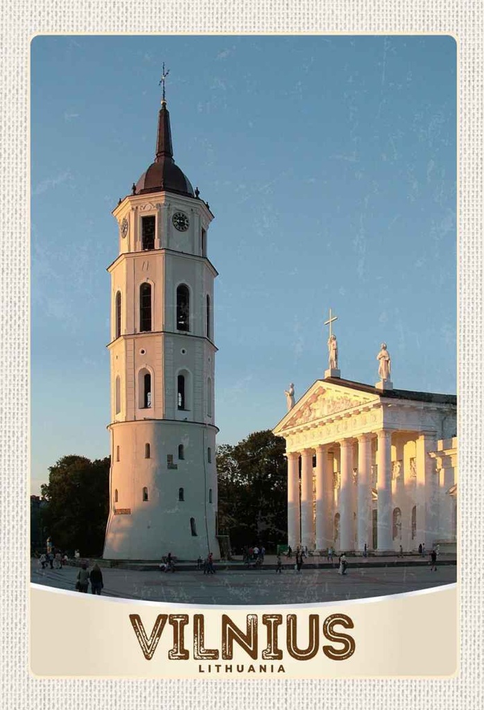 Holzschild 30x20 cm Vilnius Litauen Kirche Architektur Bildmotiv Reisemotiv Abenteuer Reisen