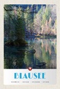 Holzschild 30x20 cm Blausee Schweiz Natur Wald Bildmotiv Reisemotiv Abenteuer Reisen