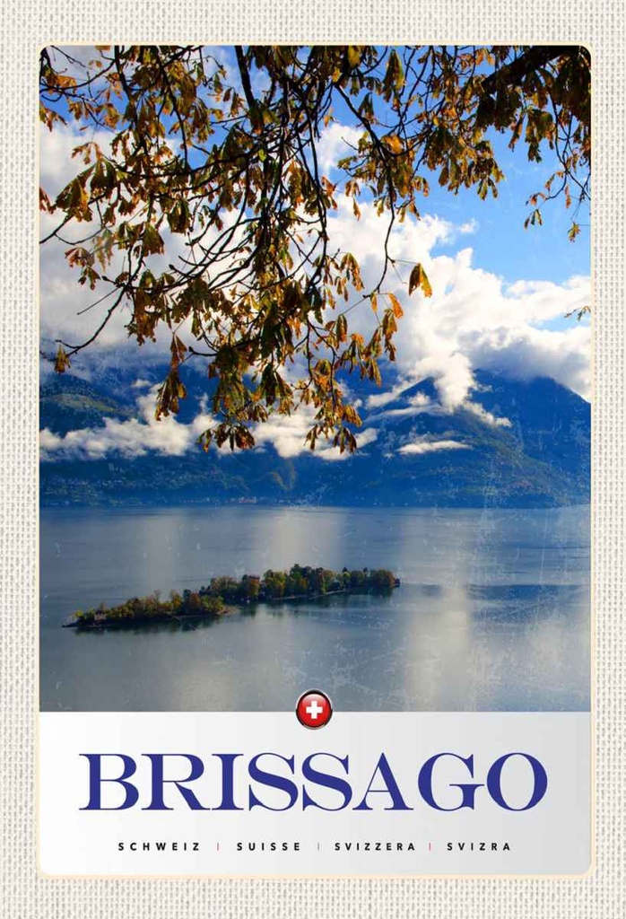 Holzschild 30x20 cm Brissago Schweiz Natur Wald Bildmotiv Reisemotiv Abenteuer Reisen
