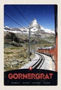 Holzschild 30x20 cm Gornergrat Schweiz Gebirge Schnee Bahn Bildmotiv Reisemotiv Abenteuer Reisen