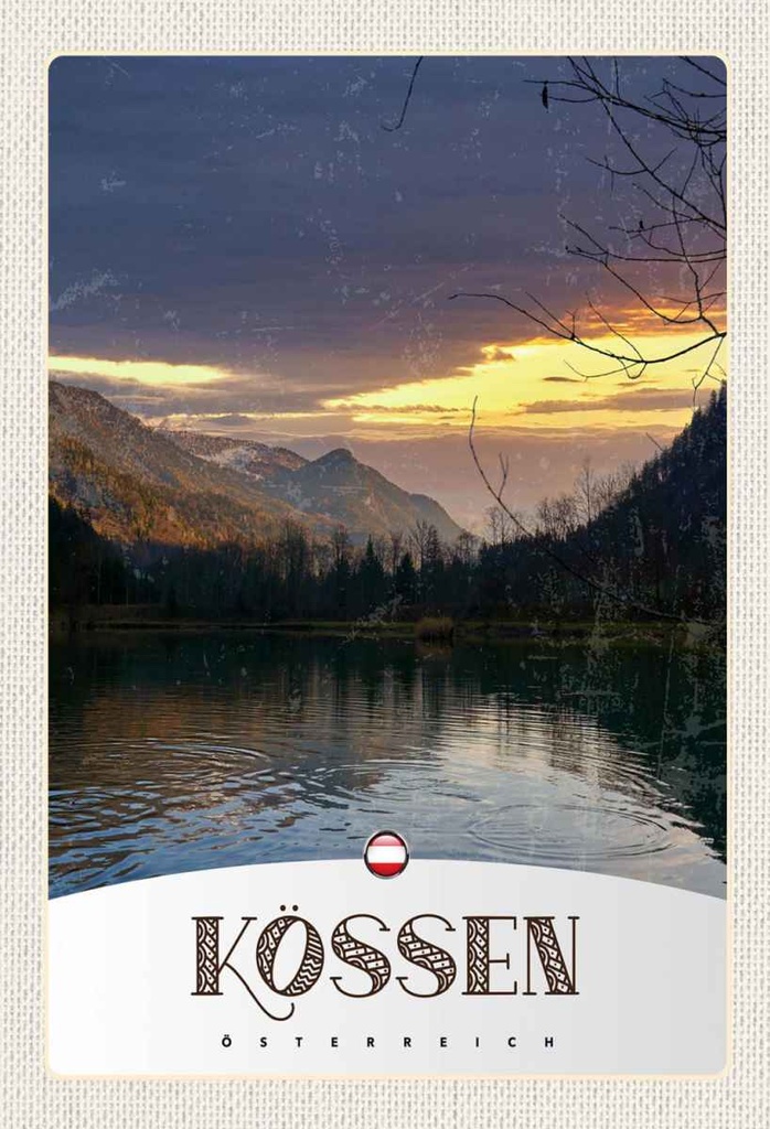 Holzschild 30x20 cm Kössen Österreich See Natur Gebirge Bildmotiv Reisemotiv Abenteuer Reisen