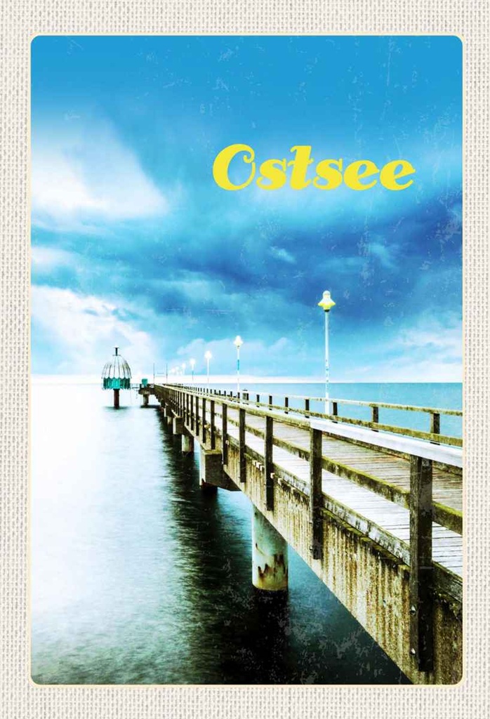 Holzschild 30x20 cm Ostsee Deutschland Gehweg Meer Strand Bildmotiv Reisemotiv Abenteuer Reisen