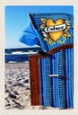 Holzschild 30x20 cm Ostsee Strandkorb blau Meer Strand Bildmotiv Reisemotiv Abenteuer Reisen