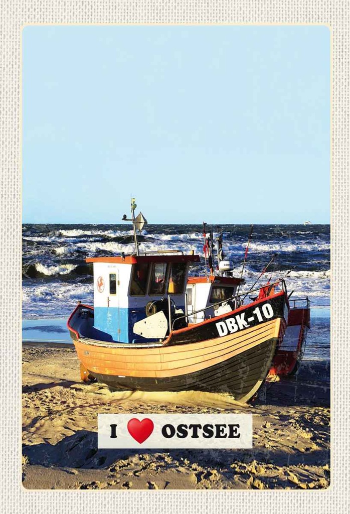 Holzschild 30x20 cm Ostsee Deutschland Boot Wellen Meer Bildmotiv Reisemotiv Abenteuer Reisen