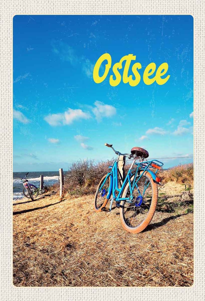 Holzschild 30x20 cm Ostsee Fahrradtour Meer Strand Fahrrad Bildmotiv Reisemotiv Abenteuer Reisen