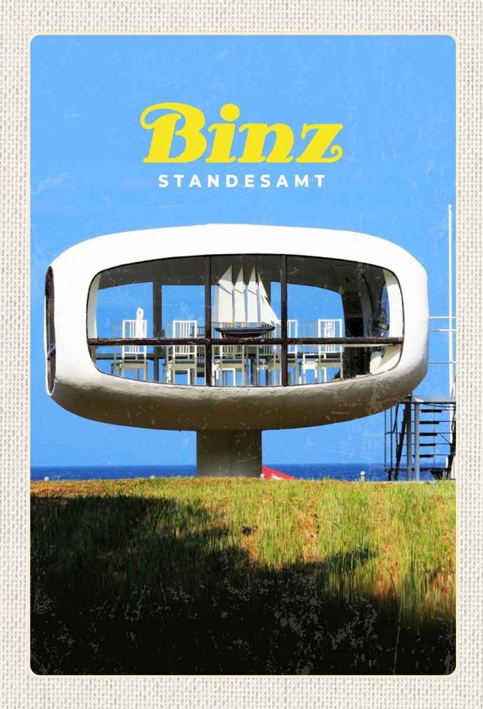 Holzschild 30x20 cm Binz Standesamt Meer Strand Ehegelübde Bildmotiv Reisemotiv Abenteuer Reisen
