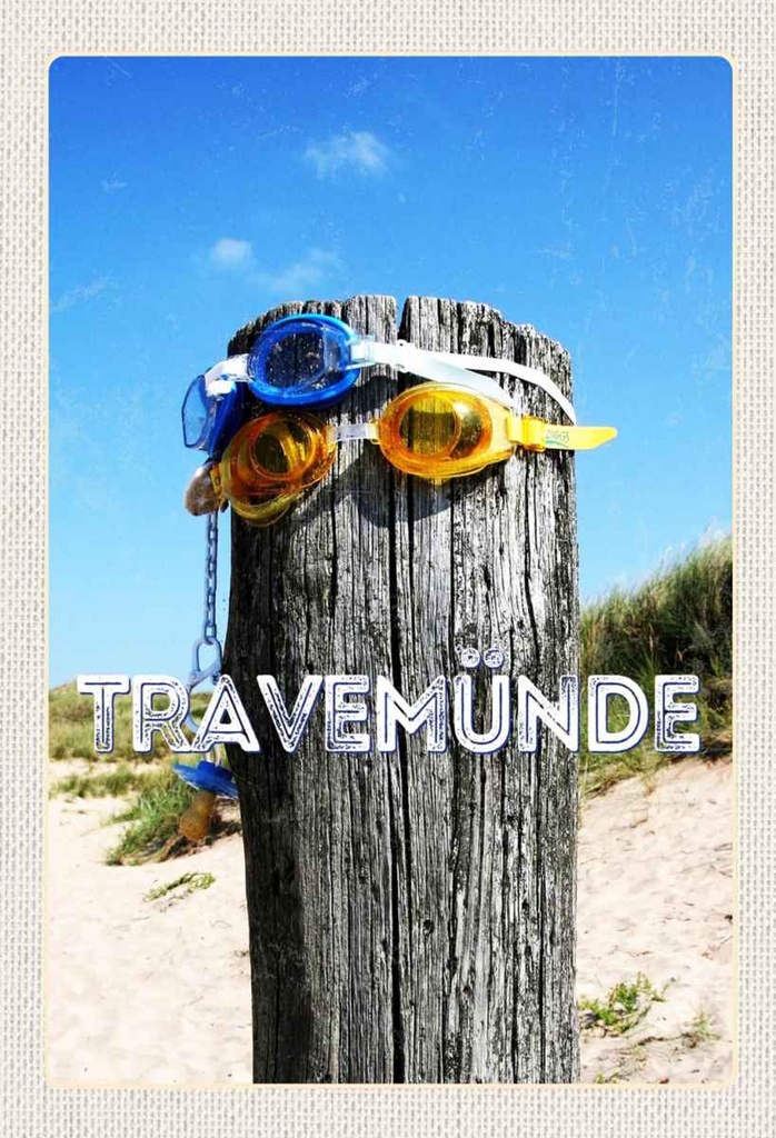 Holzschild 30x20 cm Travenmüde Schwimmbrille Schnuller Bildmotiv Reisemotiv Abenteuer Reisen