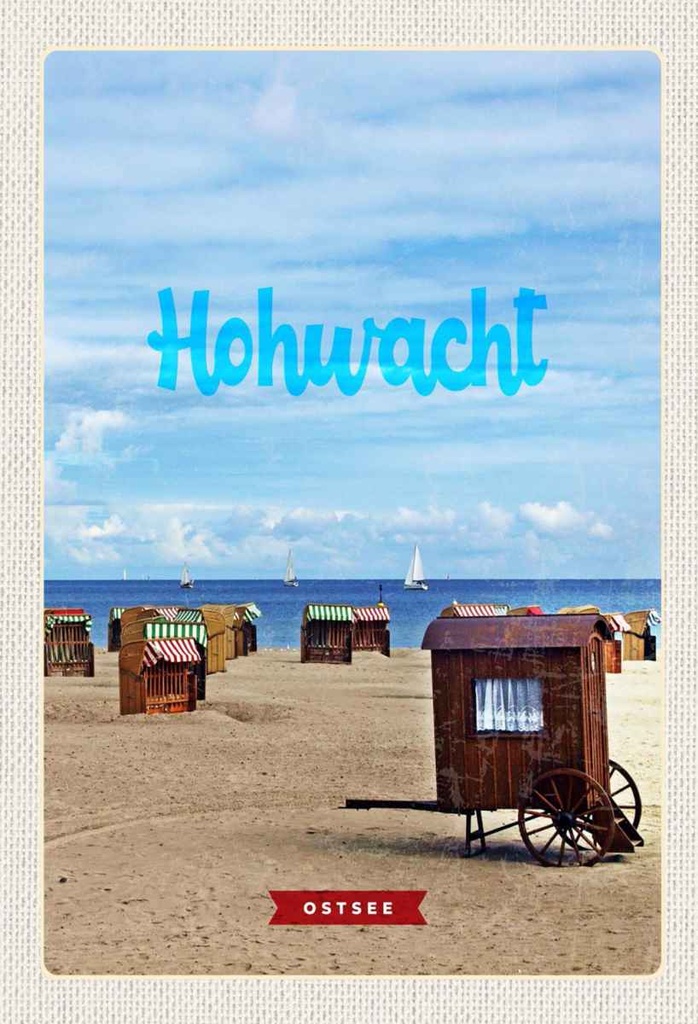 Holzschild 30x20 cm Hochwacht Ostsee Strandkorb Meer Boote