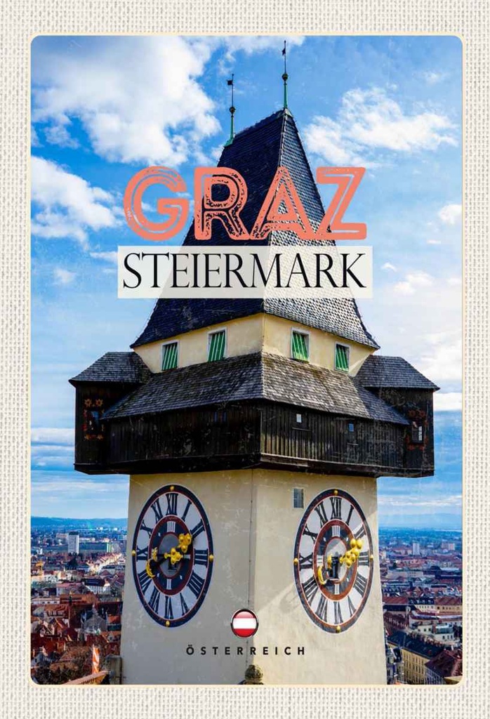 Holzschild 30x20 cm Graz Steiermatk Kirche Ausblick Stadt Bildmotiv Reisemotiv Abenteuer Reisen