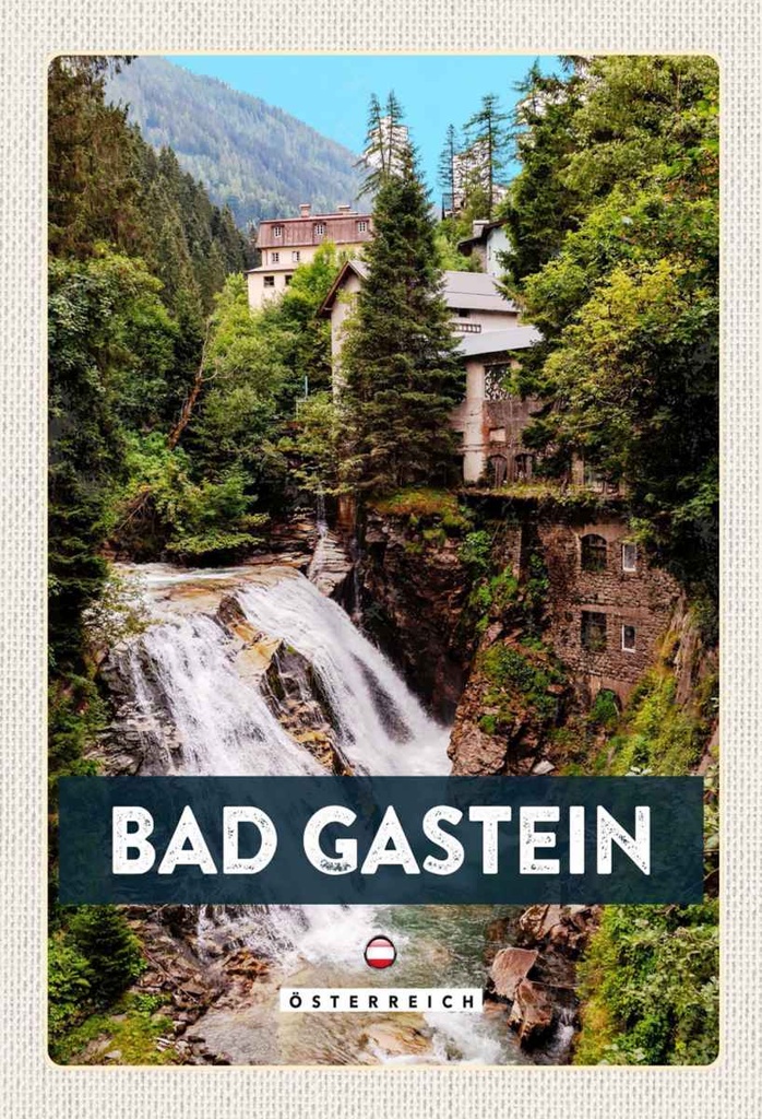 Holzschild 30x20 cm Bad Gastein Wasserfall Natur Wald Bildmotiv Reisemotiv Abenteuer Reisen