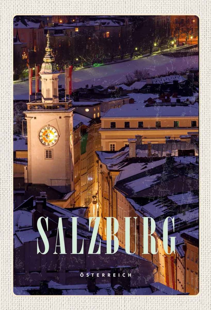 Holzschild 30x20 cm Salzburg Österreich Kirche Altstadt Bildmotiv Reisemotiv Abenteuer Reisen