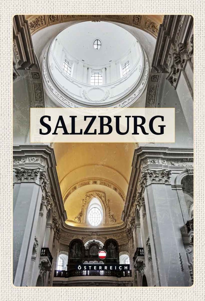 Holzschild 30x20 cm Salzburg Österreich Kirche von innen Bildmotiv Reisemotiv Abenteuer Reisen