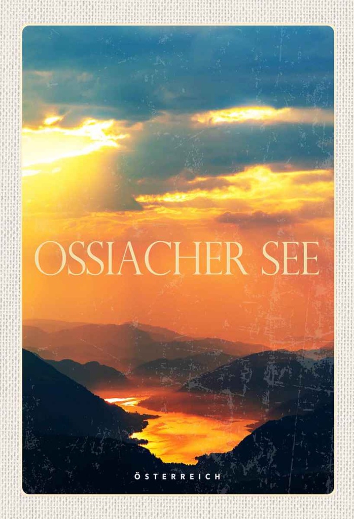 Holzschild 30x20 cm Ossiacher See Natur Sonnenuntergang Bildmotiv Reisemotiv Abenteuer Reisen