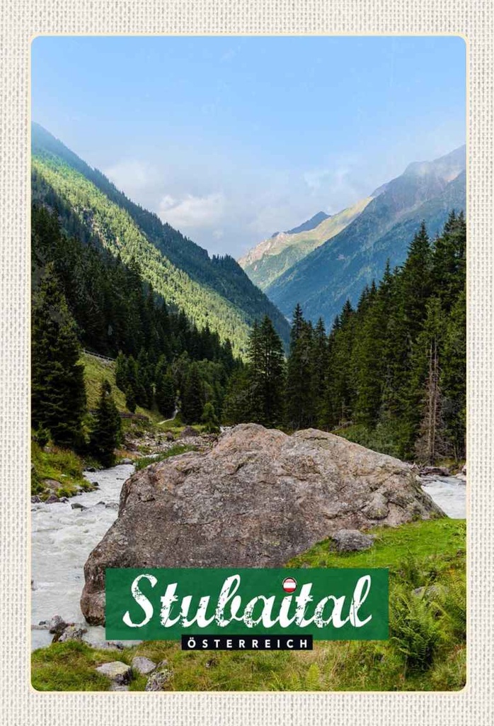 Holzschild 30x20 cm Stubaital Österreich Wanderung Natur Bildmotiv Reisemotiv Abenteuer Reisen