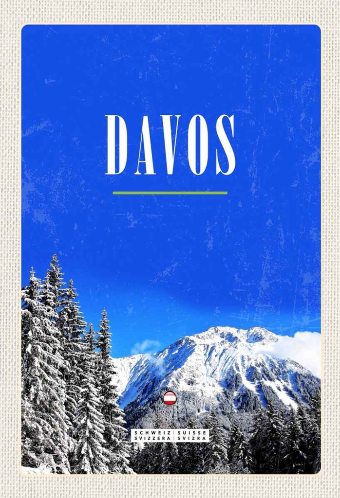 Holzschild 30x20 cm Davos Winterzeit SkiWintertour Bildmotiv Reisemotiv Abenteuer Reisen