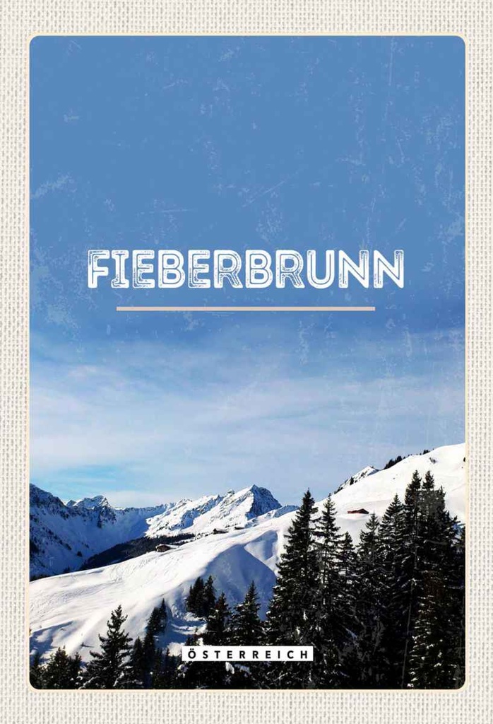 Holzschild 30x20 cm Fieebrbrunn Österreich Winter Ski Bildmotiv Reisemotiv Abenteuer Reisen