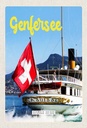 Holzschild 30x20 cm Genfersee Schweiz Lasuisse Schifftour Bildmotiv Reisemotiv Abenteuer Reisen